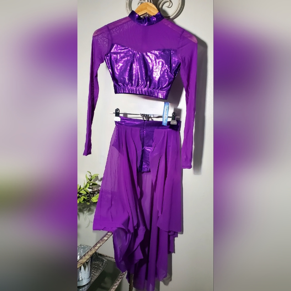 Double Platinum Purple Two-Piece Dance Lyrical Costume Set Size SMALL